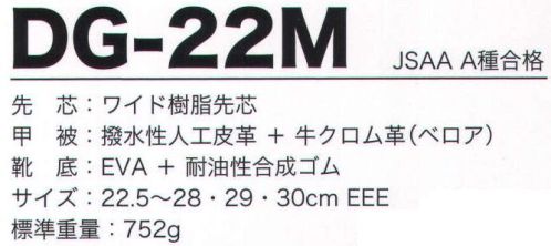 ドンケル DG-22M ダイナスティグリップ スニーカー Dynastyに新商品Grip（グリップ）シリーズが新たに加わりました！最高耐滑区分「5」の安心！ JSAA A種の安全。耐衝撃性70Jの規格をクリアする樹脂先芯。スリップサイン付（3つのうち2つ出てきたら交換のサイン）。 サイズ表